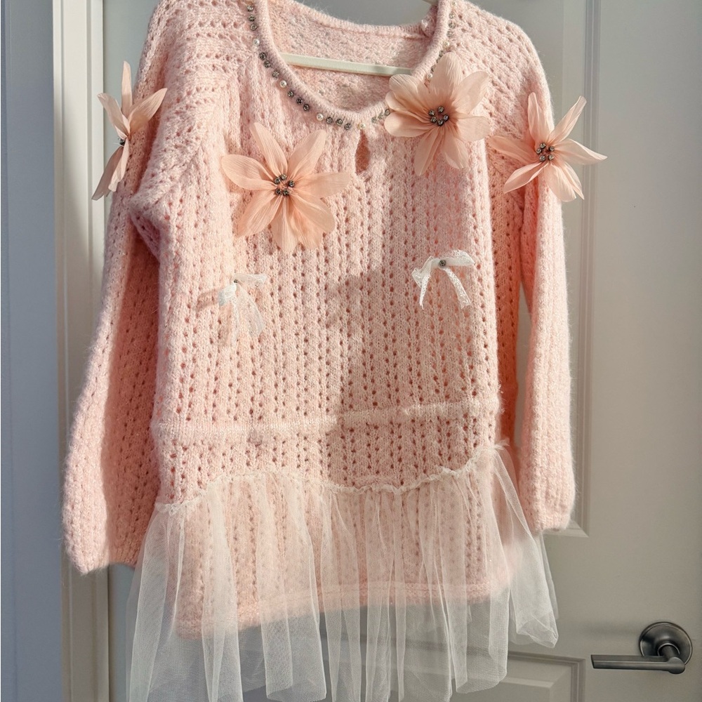 Pink Floral Women Sweater